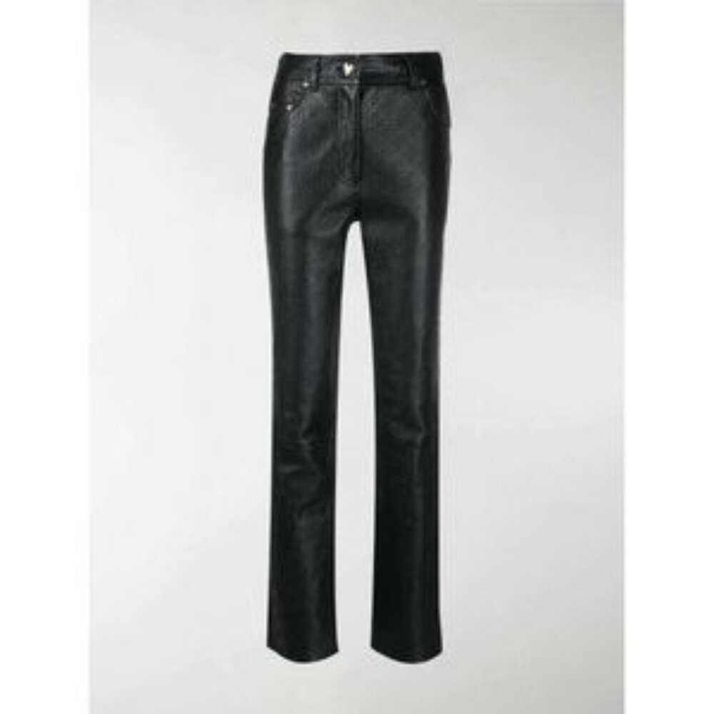 Saks Potts Black Lamb Leather Embossed Trousers